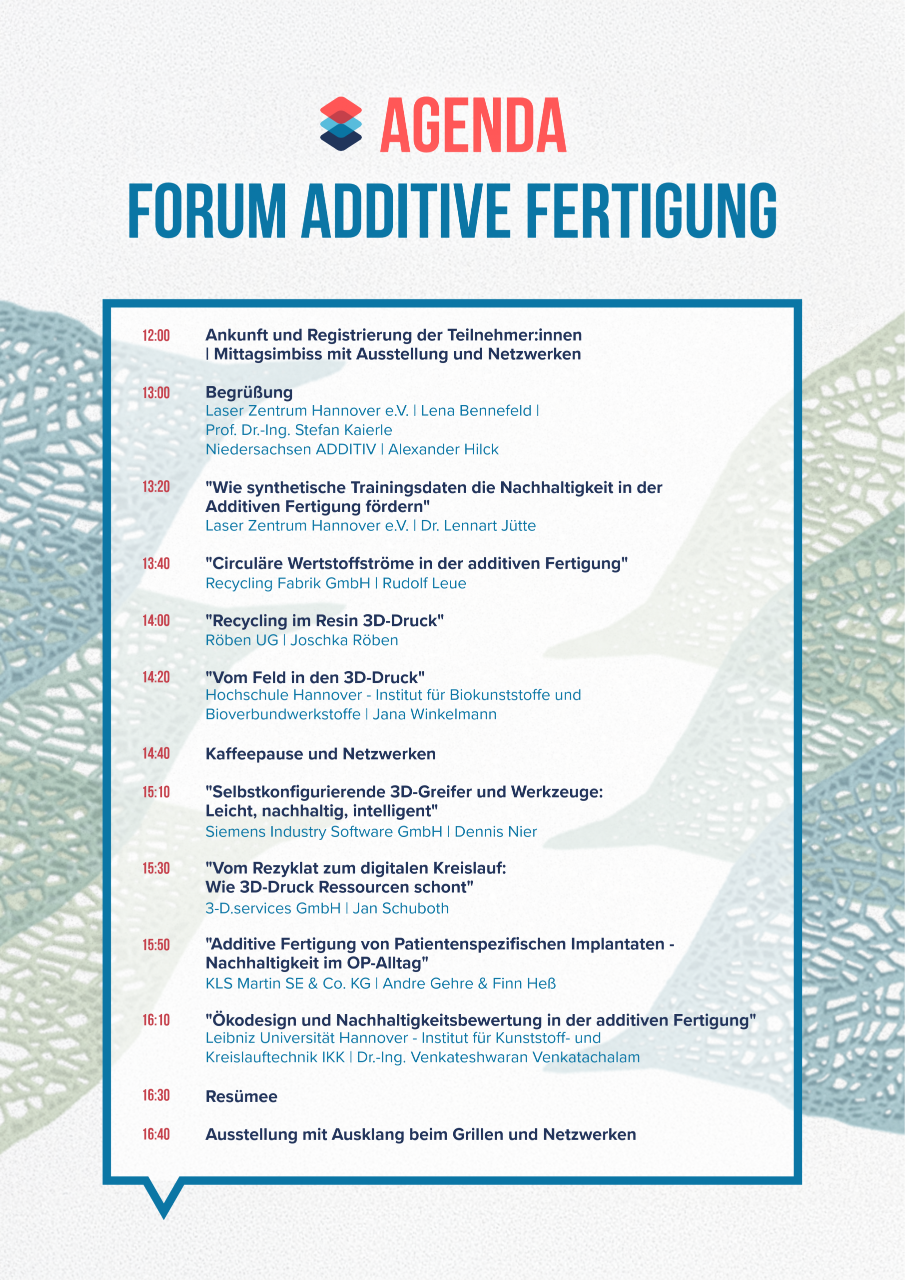 Agenda Forum Additive Fertigung 2026