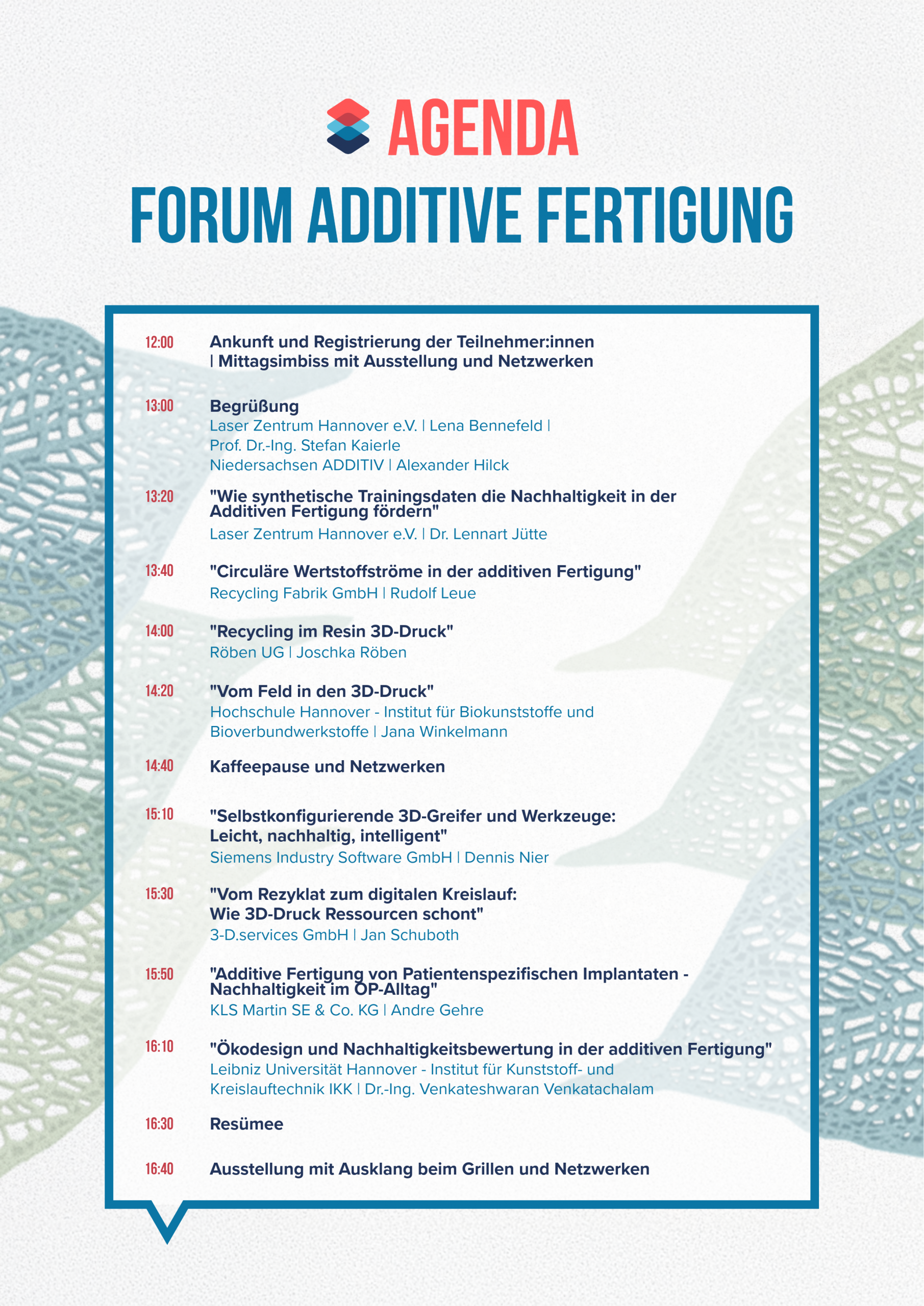 Agenda Forum Additive Fertigung 2026